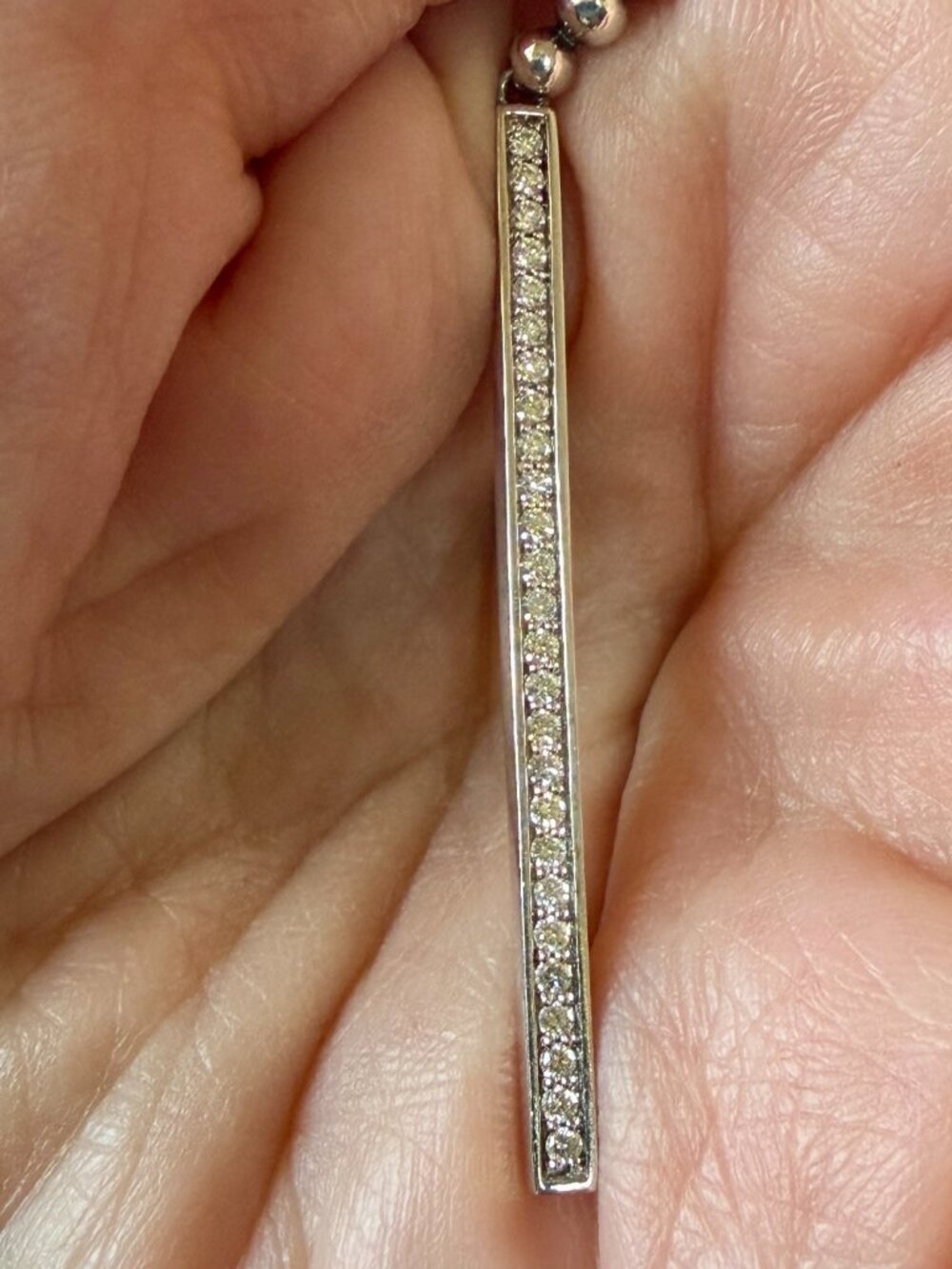 LAGOS Caviar Linear Diamond Drop Earrings 2-Inch Length Sterling Silver - Picture 6 of 11
